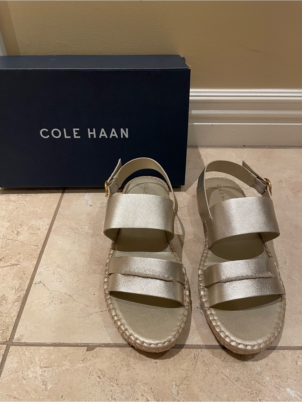 Cole Haan Metallic Champagne Slingback Sandals